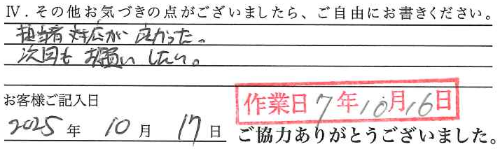 アンケート回答